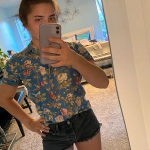 Floral Denim Button-Up